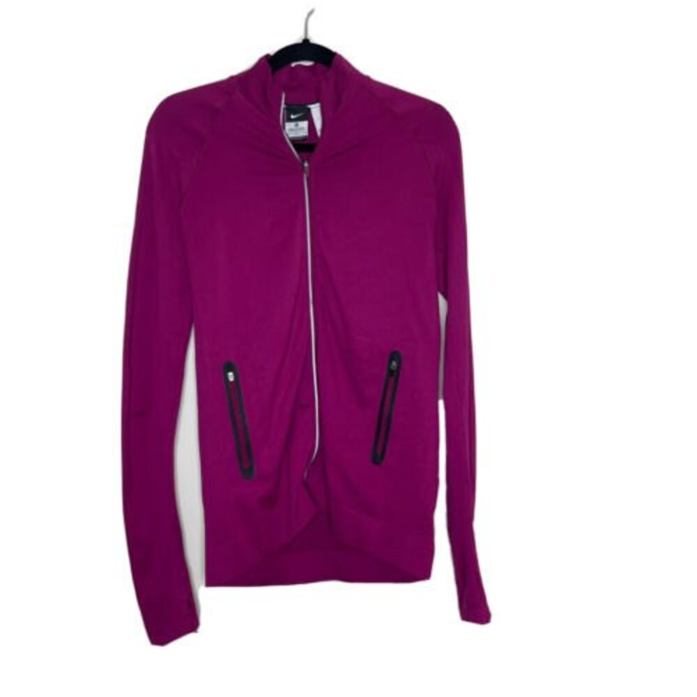 Nike Women's Luxe Seamless Running Jacket Full Zip Pink Thumbholes Size M